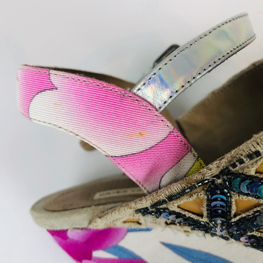 Dries Van Noten Sequin Floral Iridescent Heels - Picture 4 of 8